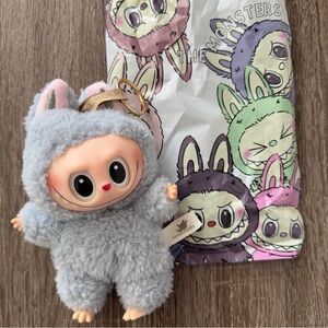 POPMart Labubu The Monsters Exciting Macaron Sea Salt Coconut Gray Plushie Toy